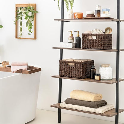 GRANNY SAYS Wicker Baskets for Organizing, Storage Basket for Shelves, Square Shelf Baskets with Handles, Waterproof Woven Basket for Living Room, Baskets for Entryway, Brown