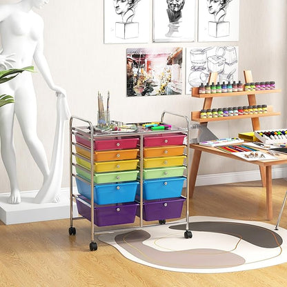 ARLIME 12-Drawer Rolling Storage Cart, 12 Drawer Organizer Trolley, Scrapbook Paper Organizer, Suitable for Office and School, Rolling Office Storage Tools