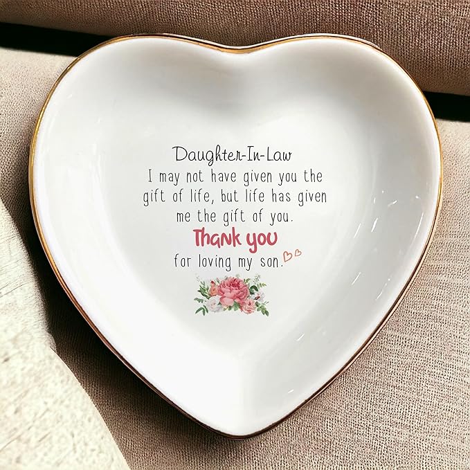 Thank You For Loving My Son Ring Dish Gift-Daughter In Law Gifts From Mother In Law-Ring Trinket Dish Jewelry Tray From Mother-in-law-Memorable Birthday,Wedding,Engagement,Christmas,Thanksgiving