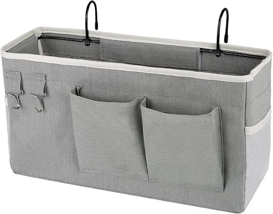 Ozzptuu Bedside Storage Caddy/Bedside Hanging Storage Bag for Headboards Bunk Beds Dorm Rooms Book Phone Magazine Holder (Grey)
