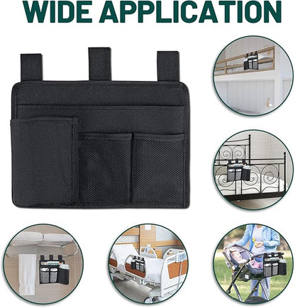AKAYOK Bedside Caddy Organizer - Bed Organizer Caddy for Remotes Control Phone Glasses Magazines Tablets Accessories - Wheelchair Bag for Hospital Home Office Dorm Room (4 pocket)
