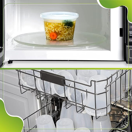 Deli Containers with Leakproof Lids-60 Sets [ 20sets-8oz, 20sets-16oz, 20sets-32oz] BPA-Free Plastic Microwaveable Clear Food Storage Container Premium Heavy-Duty, Freezer & Dishwasher Safe…