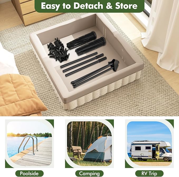 Tangkula 3-Tier Portable and Foldable Drying Rack, 70"H Freestanding Towel Rack with 32 Rods, 24 Clips, Detachable Top Hanger, 360° Rotatable Tripod Laundry Stand for Indoor, Poolside, RV Trip (Black)
