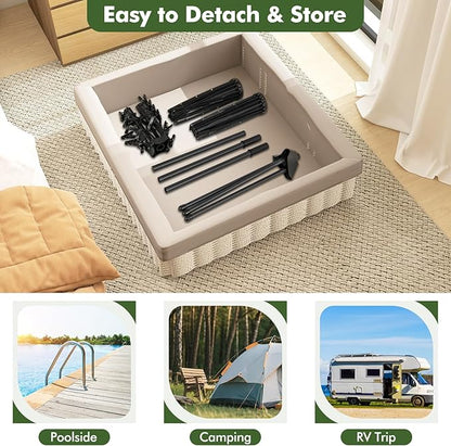 Tangkula 3-Tier Portable and Foldable Drying Rack, 70"H Freestanding Towel Rack with 32 Rods, 24 Clips, Detachable Top Hanger, 360° Rotatable Tripod Laundry Stand for Indoor, Poolside, RV Trip (Black)