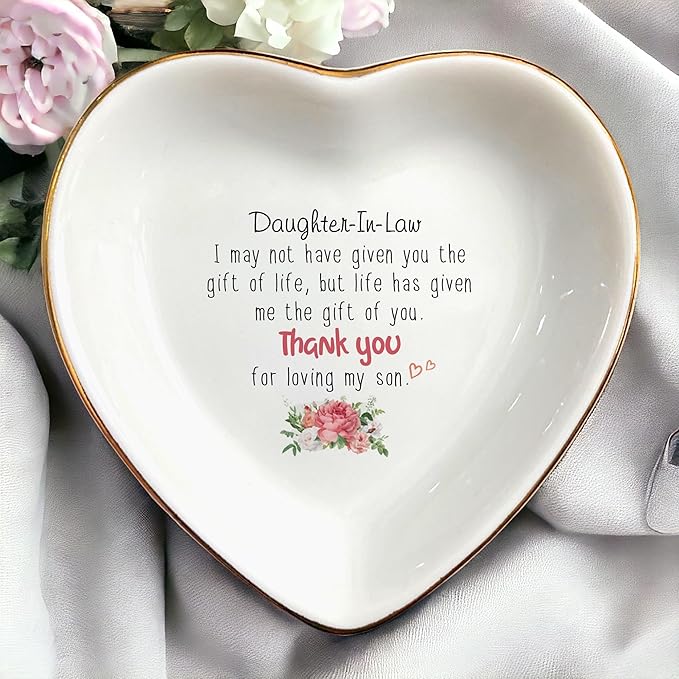 Thank You For Loving My Son Ring Dish Gift-Daughter In Law Gifts From Mother In Law-Ring Trinket Dish Jewelry Tray From Mother-in-law-Memorable Birthday,Wedding,Engagement,Christmas,Thanksgiving