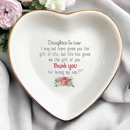 Thank You For Loving My Son Ring Dish Gift-Daughter In Law Gifts From Mother In Law-Ring Trinket Dish Jewelry Tray From Mother-in-law-Memorable Birthday,Wedding,Engagement,Christmas,Thanksgiving