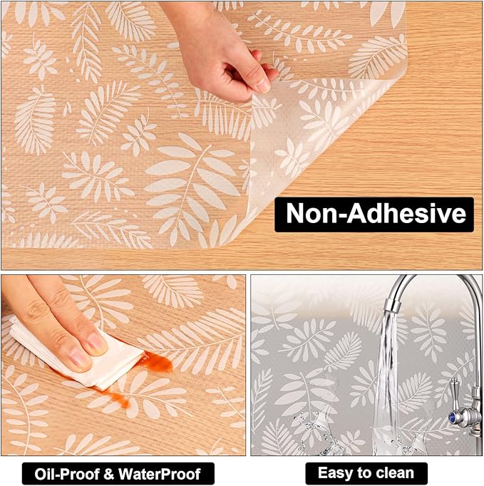Cooyes Shelf Liners for Kitchen Cabinets Waterproof & Oil-Proof Kitchen Cupboard Mats Non-Slip Drawer Mats EVA Material Non Adhesive Fridge Liner for Shelves（23.6" W x 236" L）