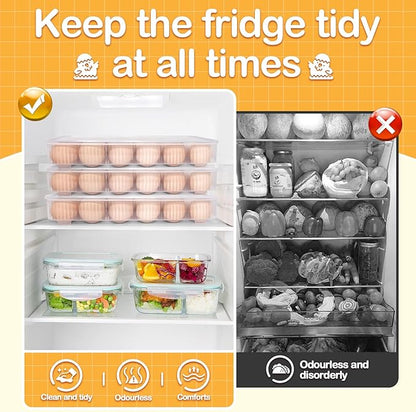 LIYYOO Deviled Egg Containers With Lid, Egg Holder For Fridge,Egg Organizer for Refrigerator,Clear Stackable Plastic Egg Carton,Egg Storage Container,Reusable Egg Tray Egg Box(3 Packs, 72 Eggs)