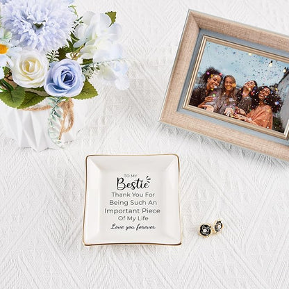 COZITED Birthday Gifts for Women Best Friend - to My Bestie Jewelry Dish Trinket Tray, Unique Friendship Gifts for Women Female Friend Christmas Valentines Mother's Day