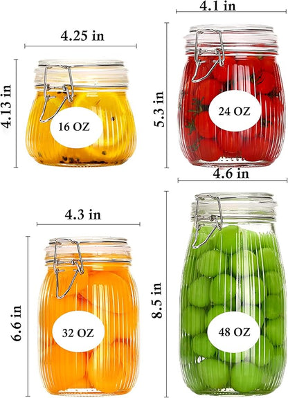 GMCOZY Glass Jars With Airtight Lid 24 Oz Wide Mouth Mason Storage Jars Air Tight Sealed Canisters With Clamp Lids For Refrigerator Kitchen Pantry Fruit Sugar Nuts Preserves Tea Coffee Beans 2 Set