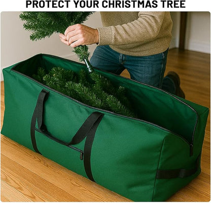 7.5 ft Christmas Tree Storage Bag, Heavy Duty Rolling Xmas Tree Bag with Reinforced Handles and Wheels, Large Storage Container for Trees and Decorations, Green
