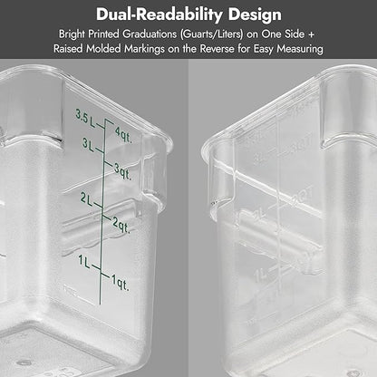 CURTA 8-Pack 8 Qt NSF Clear Polycarbonate Food Storage Containers with Red Lids - Square, Commercial-Grade, Freezer & Dishwasher Safe, Stackable
