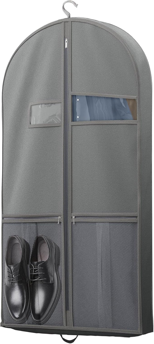 Travel Garment Bag with Zipper Pocket, Suit Bag for Suits, Dresses, Coats