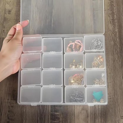 Large Bead Storage Box - 48 Grids Clear Organizer, 3 Pack,Portable for Jewelry,Diamonds,Hardware,Craft Accessories Grid Plastic Box,Oil Painting Color Palette,Ring Earring Storage Box