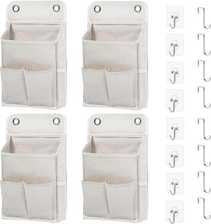 Hanging Basket for Organizing, Wall Organizer with Pockets and Over The Door Organizer，Can for Home, Closet, Office and Camper (4 White)