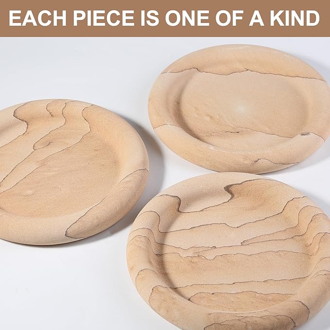 Erongoo Real Natural Marble Tray, Marble Round Decorative Vanity Tray for Bathroom Countertop, Kitchen Counter, or Catchall, Coffee Table Tray for Jewelry (Vein Sandstone)