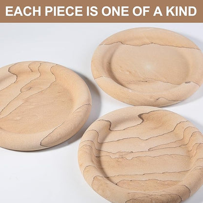 Erongoo Real Natural Marble Tray, Marble Round Decorative Vanity Tray for Bathroom Countertop, Kitchen Counter, or Catchall, Coffee Table Tray for Jewelry (Vein Sandstone)