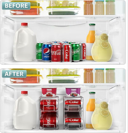 Sorbus Soda Can Rack Beverage Dispenser (1 Pack, Silver) – Holds 12 Standard 12oz Cans – Soda Can Organizer for Refrigerator, Pantry, or Countertop