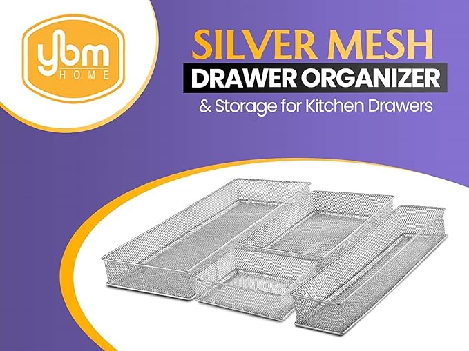YBM HOME White Mesh Desk Drawer Organizer Tray for Home and Office - Multipurpose Storage Holder