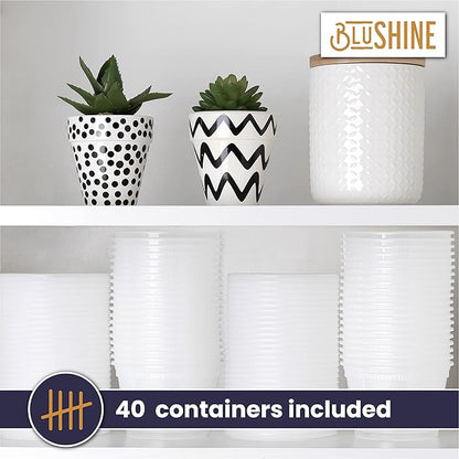 BluShine [36 Sets] 16 oz. Plastic Deli Food Storage Containers with Airtight Leak Proof Lids - Reusable -Microwave, Fridge, and Freezer Safe