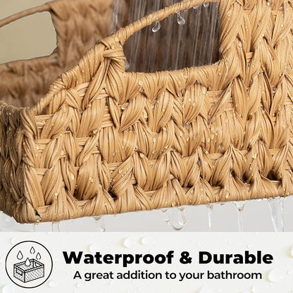 GRANNY SAYS Wicker Storage Basket for Shelves, Wicker Basket with Handles, Trapezoid Woven Baskets for Storage, Decorative Baskets for Home Decor, Natural, 2 Pack