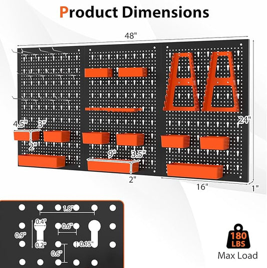 Goplus Pegboard Wall Organizer, 9-Bin Parts Rack Organizer w/Hammer Racks, Tool Holders & Hooks, Heavy-Duty Utility Tool Storage Board w/Accessories for Garage, Workshop, Craft Room