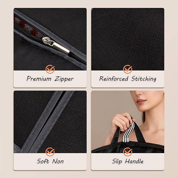 3 Pack 60 inch Dress Garment Bags for Closet Organization and Travel – Long Garment Covers for Dresses, Suits, Coats and Gowns