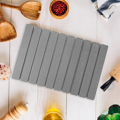 Hoborato Stone Dish Drying Mat,24"(L)×16"(W) - Fast-Drying, Collapsible Kitchen Counter Mat for Dishes, Cups & Bottles with Sanding Tool + Placemat, Dark gray