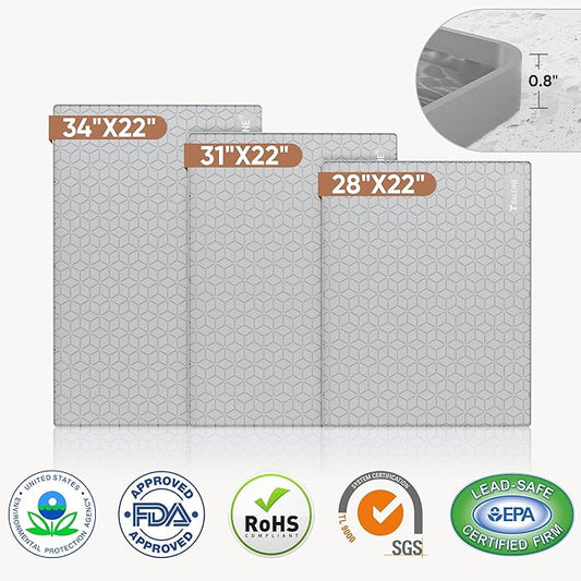 BALEINE 28''×22'' Under Sink Mat, Waterproof Food Grade Silicone Undersink Mat, Cabinet Shelf Drip Tray, Under Sink Liner for Kitchen, Bathroom (Grey)