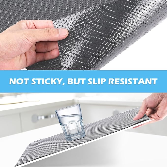 Drawer Liners, Waterproof Shelf Liner, Anti-Slip Non-Adhesive BPA Free Kitchen Cupboard Cabinet Liner Refridge Fridge Mats Sink Protector Strong Durable for Home (Grey/11.8in x 20Ft)