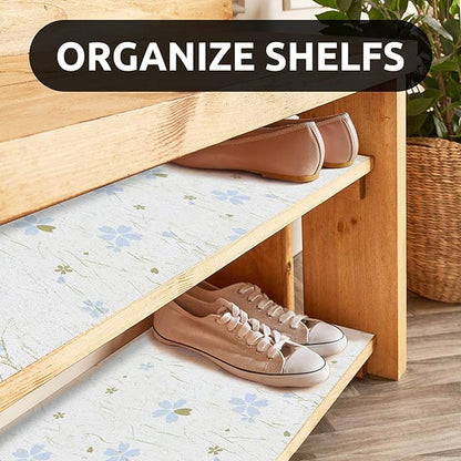 RAY STAR 24X120 Inch Shelf Liner for Kitchen Cabinets, Non-Adhesive Cabinet Liner Washable, PVC Drawer Liner for Dresser Non-Slip Bathroom (Floral)(1 Roll)
