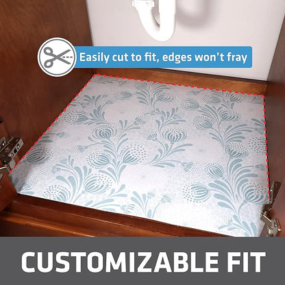 Drymate Premium XL Under Sink Mat, Waterproof Cabinet Protection Mats for Kitchen & Bathroom, Absorbent Shelf Liners, Slip-Resistant, Non-Adhesive, Machine Washable (USA Made)(24”x59”)(Light Blue)