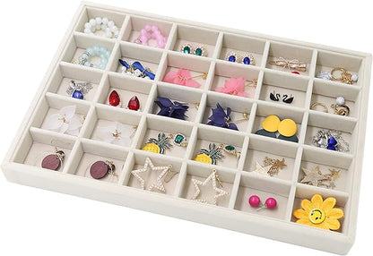 Stratalife Jewelry Tray Stackable Earrings Tray Jewelry Organizer Jewelry Drawer Storage for Earrings Showcase Display Drawer Inserts (30 Grid)