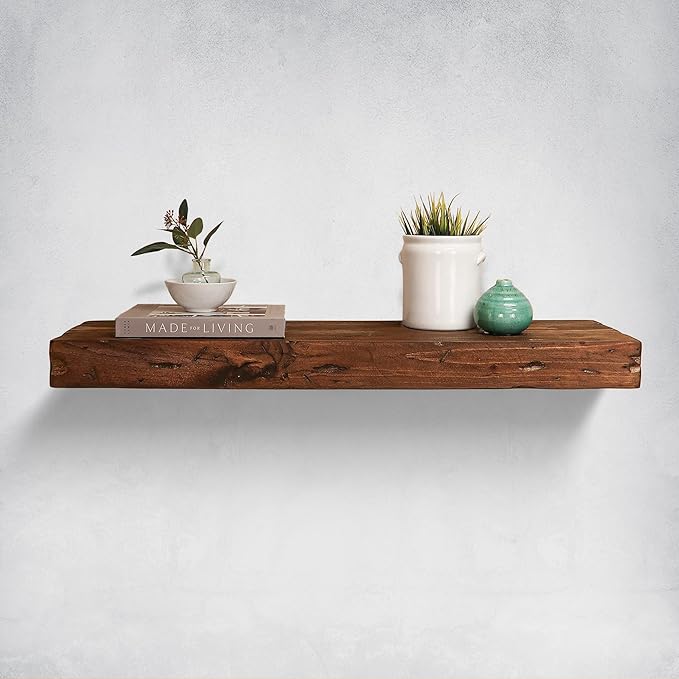Urbandi Rustic Distressed Floating Shelves, Set of 2, Handmade Out of Pine Wood, 3 Inch Thick, Made in USA (Provincial, 36Lx3Hx6D)