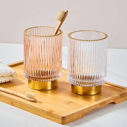 LEICURACE Makeup Brush Holder Organizer,Toothbrush Holders,Desk Pen Pencil Holder,Multifunctional Vintage Glass Brush Cup(A3-27-US)