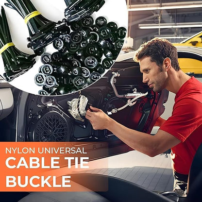 150 Pcs Nylon Universal Cable Tie Buckle with PP Storage Box - Fixion Tools Kit Includes Multifunctional Zip Ties, Pin & Button Fasteners, UV Resistant for Car Repair, Bumper & Fender Clips (150PCS)
