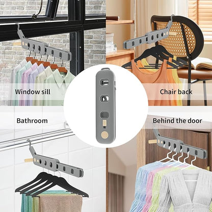 Coopache Folding Clothes Drying Rack Portable for Travel, Space Saving Hangers Plastic for Closet (Grey 2 Pack)