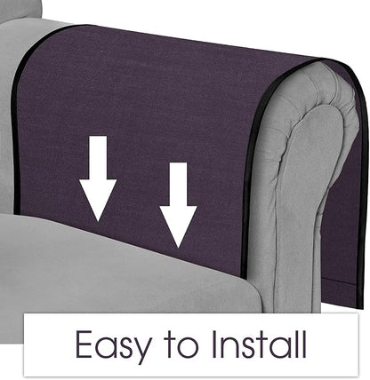 Joywell Remote Holder for Recliner Armchair Caddy Couch Armrest Non Slip Sofa Arm Chair Caddie with 6 Pocket for Magazine, Tablet, Phone, iPad, Think Linen, Plum