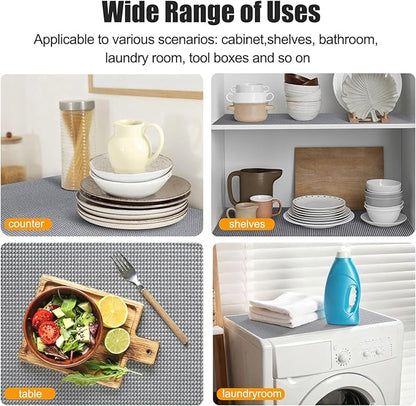 Songrey Non-Adhesive Drawer and Shelf Liner, Non Slip Cabinet Liners, Protect Kitchen Cupboard, Bathroom Drawers, Breathable, Thick Strong Grip mat (12IN x 10FT, Dark Gray)