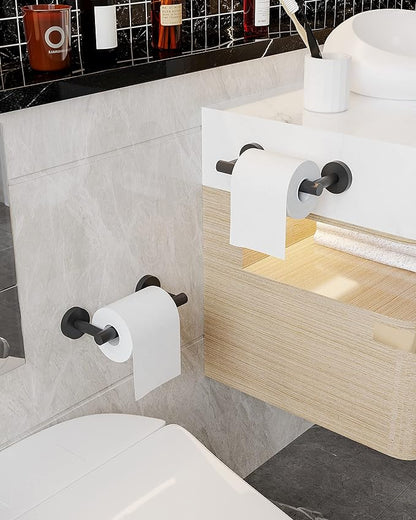 Matte Black 2 Pack Toilet Paper Holder SUS304 Stainless Steel Double Post Pivoting Toilet Paper Roll Holder Wall Mounted Toilet Tissue Holder for Commercial Bathroom RV