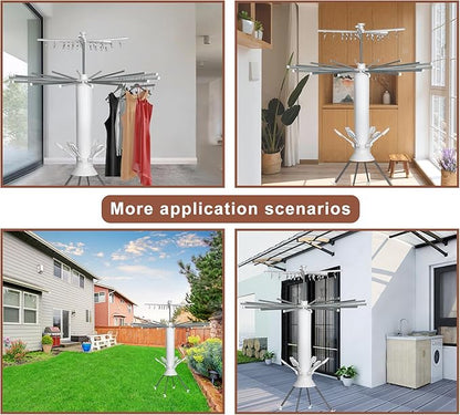 4-Legged Foldable Clothes Drying Rack with Wheels, Portable Large Capacity Space Saving Foldable Drying Rack for Indoor Outdoor Home Use, Ideal for Laundry Room Balcony Apartment