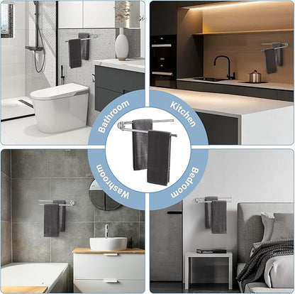 BGL Swivel Towel Bar for Bathroom Chrome,Swing Out Double Towel Bar 2-Arm Kitchen Wall Mounted Towel Hanger Holder for Bathroom Organizer