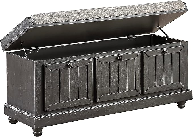Lexicon Berryessa Lift-Top Storage Bench, Distressed Dark Gray