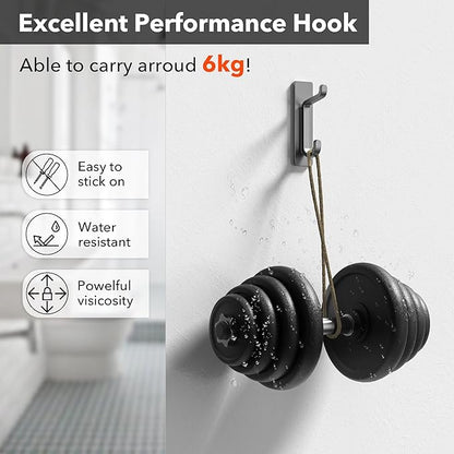 pickpiff Wall Hooks for Coat and Towel: Adhesive Door Hanger Stick on, Grey 6 Pack
