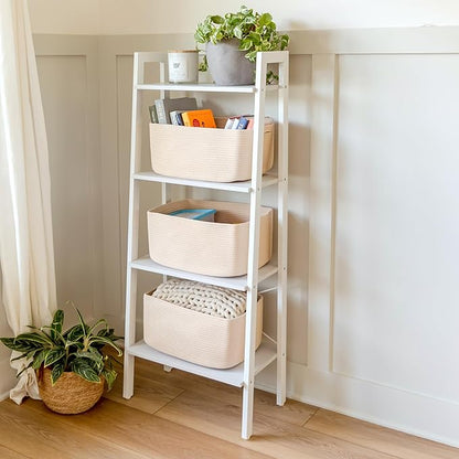 NaturalCozy Storage Baskets 16.8”x13”x7.6” Cotton Rope Woven Baskets for Organizing 3-Pack | Toy Storage Bins | Basket for Shelves, Laundry, Blanket, Clothes, Closet, Kitchen, Bathroom, Gifts