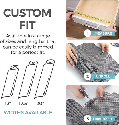 HOME GENIE Shelf Drawer and Cabinet Liner, Durable with Strong Grip, 17.5 in x 20 FT, Non Adhesive Liners Protect Kitchen Cabinets and Cupboard, Bathroom Drawers and Shelves, Desks, Pitch Black
