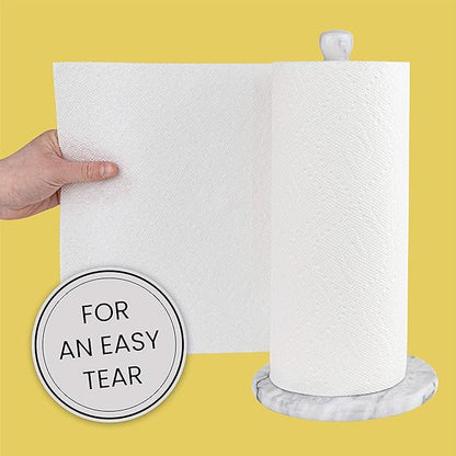 Homeries Marble Paper Towel Holder – Deluxe Upright Towel Dispenser for Kitchen Countertop, Cabinet & Bathrooms – Non Steel & Non Plastic Design – Heavy Duty, Solid Paper Towel Holder Stand (White)