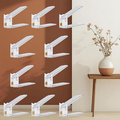 10-Pack Shoe Slot Organizer & Shoe Stacker for Closet, Adjustable Shoe Space Saver, Double Deck Clear Shoe Storage for Small Spaces (Transparent Gold)