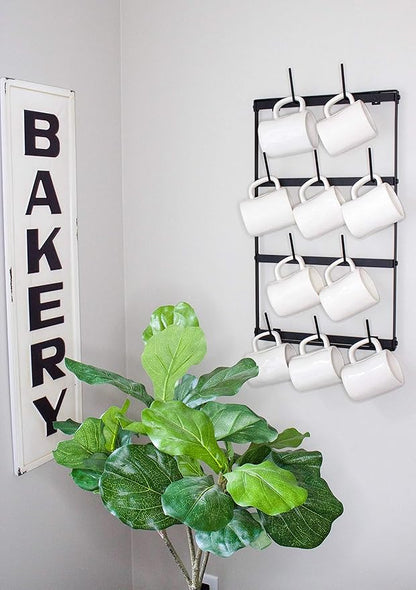 Claimed Corner Mug Rack with Sturdy Steel Frame, Matte Black Finish, Removable Rubber Caps, Wall Mounted (Mini ‎14" x 24")