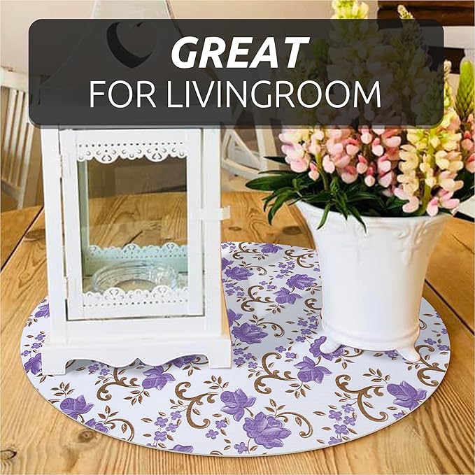 18X96 Inch Shelf Liner for Kitchen Cabinets, PVC Drawer Liner for Dresser Non-Slip Bathroom, Non-Adhesive Cabinet Liner Washable (Purple Floral)(2 Roll)